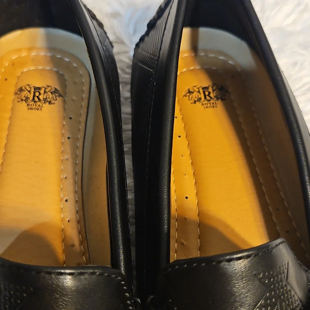Black and Gold Slip-On Loafers‎ with Horsebit Detail
